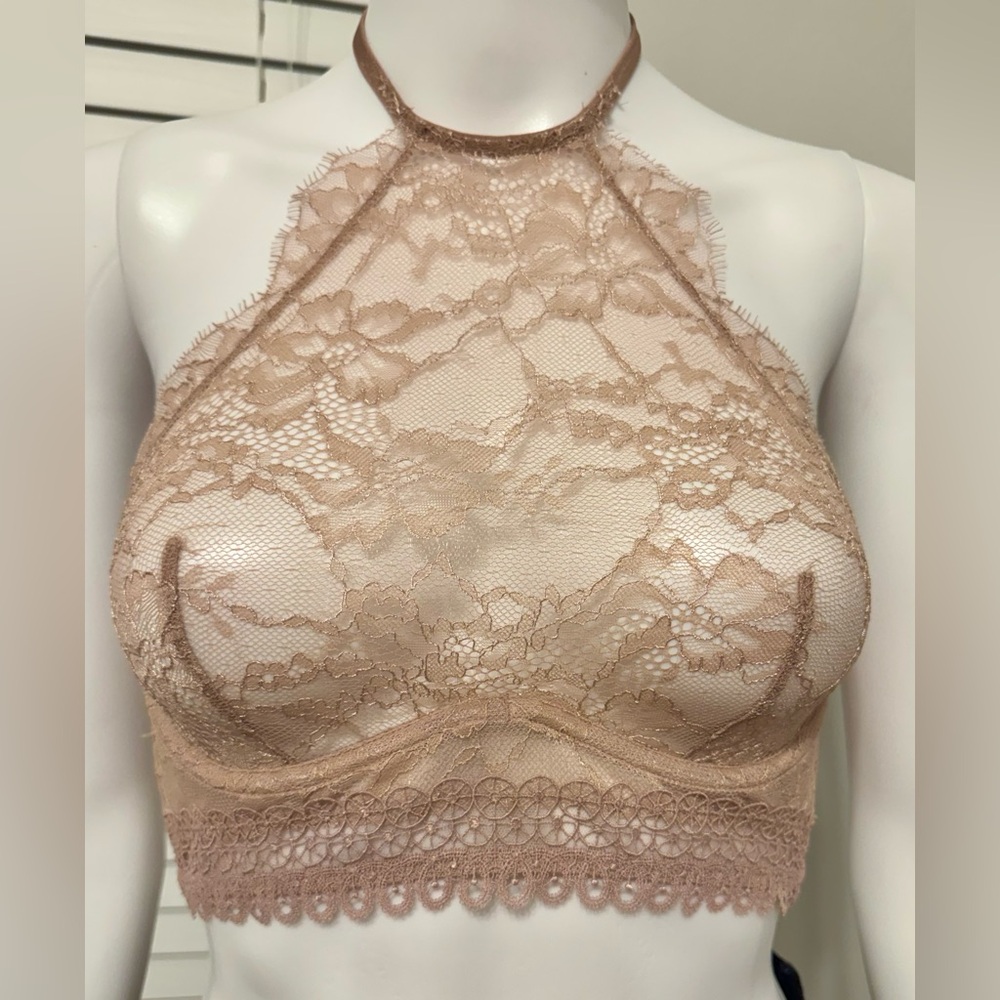 Victoria's Secret Very Sexy Bralette, Size 34B — High-Neck Halter Style in Sheer